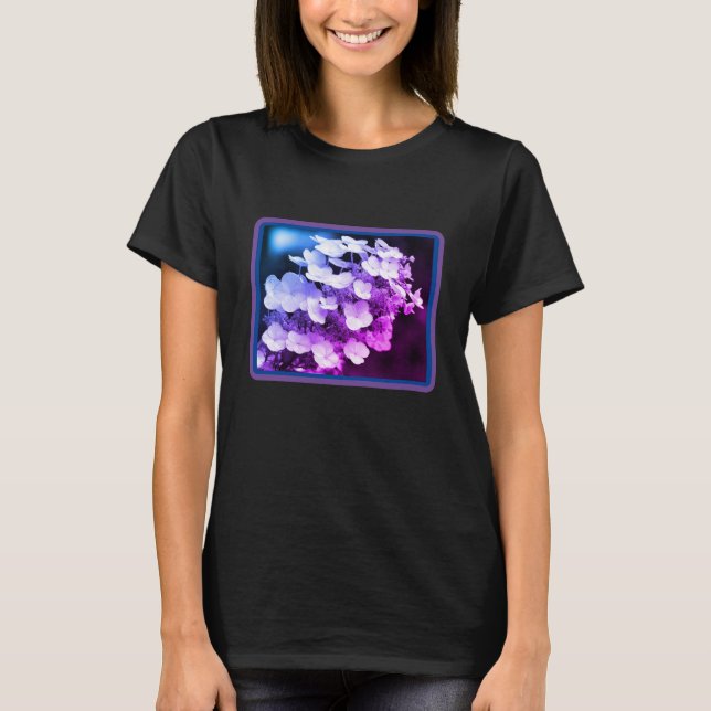 Lacecap Hydrangea Black And White Tinted T-Shirt (Front)