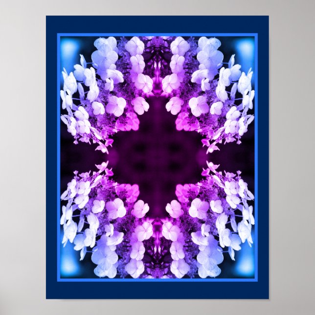 Lacecap Hydrangea Black White Tinted Abstract     Poster (Front)