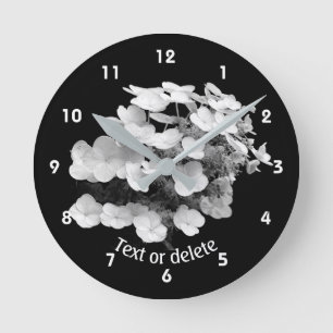 Lacecap Hydrangea Flower Personalised   Round Clock