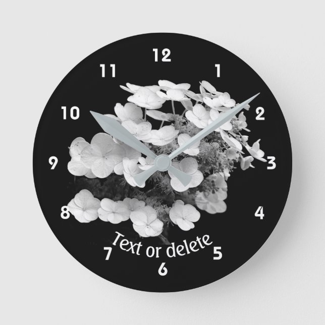 Lacecap Hydrangea Flower Personalised   Round Clock (Front)