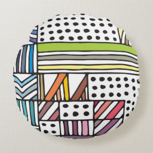 Laced Beige Lilac: Seamless Vintage Round Cushion