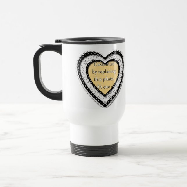 Laced Heart Photo Frame  Travel Mug (Left)
