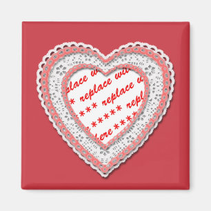 Laced Heart Shaped Photo Frame Magnet