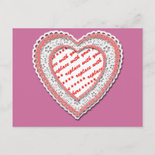 Laced Heart Shaped Photo Frame Postcard