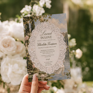 Laced in Love Old Money Swan Bridal Shower Invitation