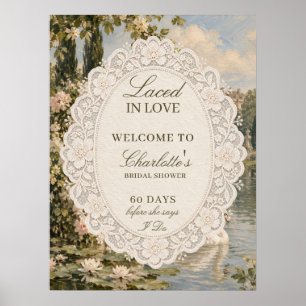 Laced in Love Old Money Swan Bridal Welcome Poster