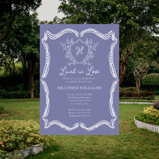 Laced In Love Regency Crest Purple Bridal Shower Invitation