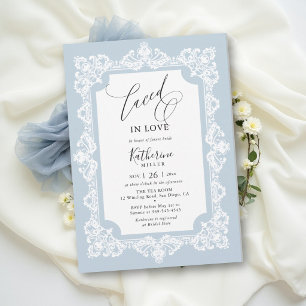 Laced in Love Something Blue Lace Bridal Shower Invitation