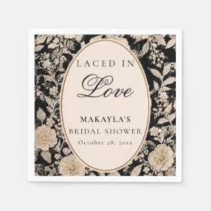 Laced In Love Vintage Black Floral Bridal Shower Napkin