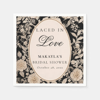 Laced In Love Vintage Black Floral Bridal Shower Napkin