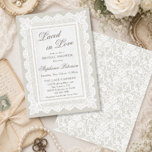 Laced in Love Vintage Ivory Lace Bridal Shower Invitation