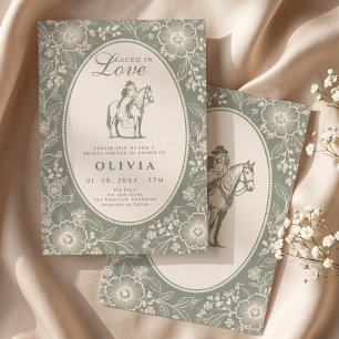 Laced in Love Western Sage Green Bridal Shower Invitation