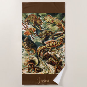 Lacertilia Lizards by Ernst Haeckel (personalised) Beach Towel