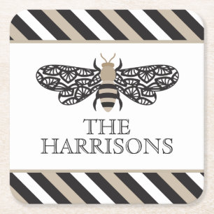 Lacewing Bee Personalised Paper Coasters