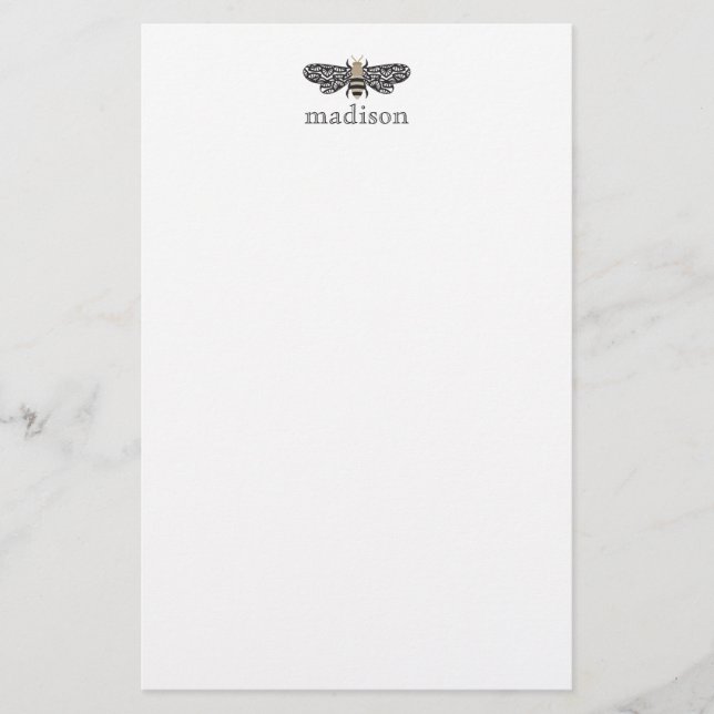 Lacewing Bee Personalised Stationery (Front)