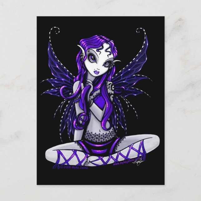 Lacey Purple Glitter Faery Postcard (Front)