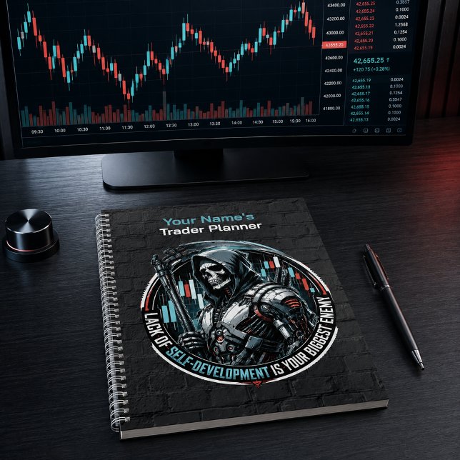 Lack of Self-Development Black Brick Cyber Reaper Planner (Product shown in an AI-assisted illustrative lifestyle setting.)