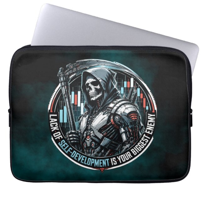 Lack of Self-Development Midnight Teal  Laptop Sleeve (Front)