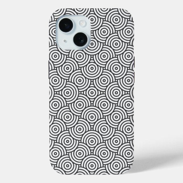 lack & White Concentric Circle Phone Case (Back)