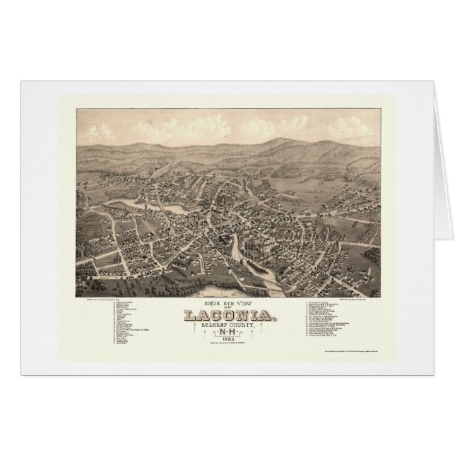 Laconia, NH Panoramic Map - 1883 (Front Horizontal)