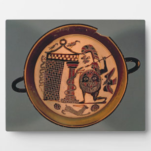 Laconian black-figure cup depicting a warrior atta plaque