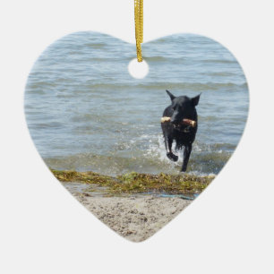 Lacquer Black German Shepherd Ceramic Tree Decoration