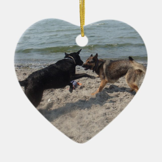 Lacquer Black German Shepherd Ceramic Tree Decoration (Front)