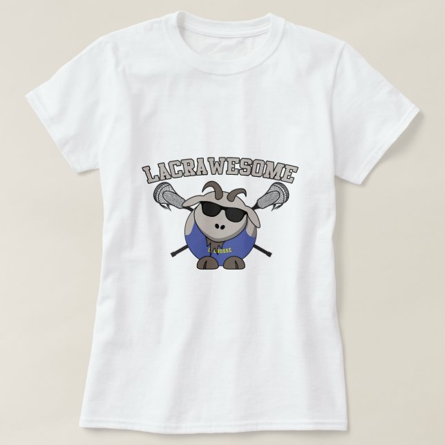 Lacrawesome Funny Lacrosse Goat T-Shirt (Design Front)
