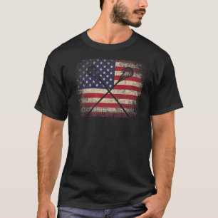 Lacrosse 4th Of July American Flag Usa Ball Stic T-Shirt