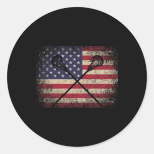 Lacrosse 4th Of July Gift American Flag Usa - Ball Classic Round Sticker