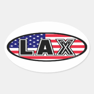 Lacrosse America Lax Flag Oval Sticker