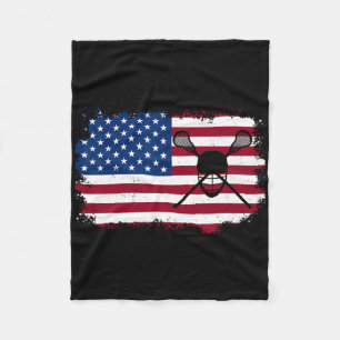 Lacrosse American Flag Art For Men Women 4th Of Ju Fleece Blanket