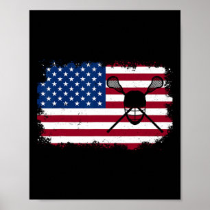 Lacrosse American Flag Art For Men Women 4th Of Ju Poster