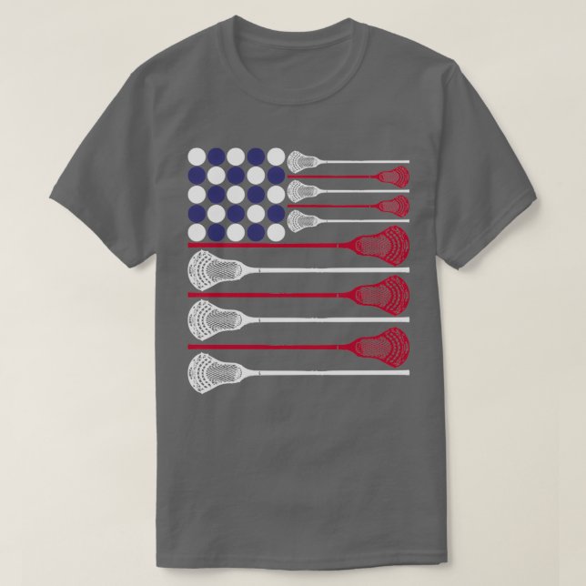 lacrosse american flag black T-Shirt (Design Front)
