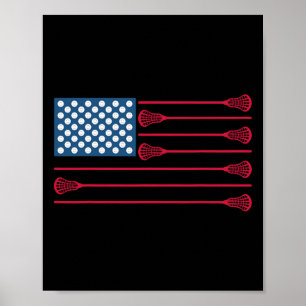 Lacrosse American Flag Cool Lacrosse Family Patrio Poster
