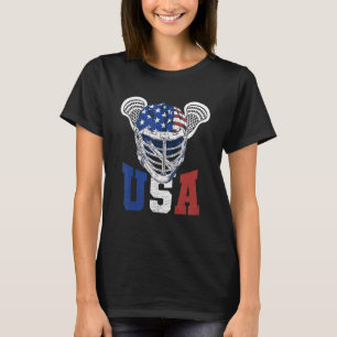 Lacrosse American Flag Lax Helmet 4th Of July USA  T-Shirt