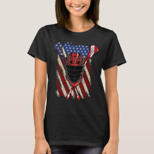 Lacrosse American Flag Lax Helmet Sticks 4th Of Ju T-Shirt