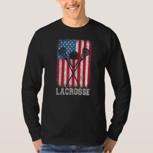 Lacrosse American Flag Lax Helmet Sticks 4th Of Ju T-Shirt