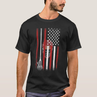 Lacrosse American Flag Lax Helmet Sticks 4th Of Ju T-Shirt