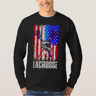 Lacrosse American Flag Lax Helmet Sticks 4th Of Ju T-Shirt