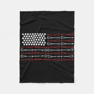 Lacrosse American Flag Lax Mum Design  Fleece Blanket