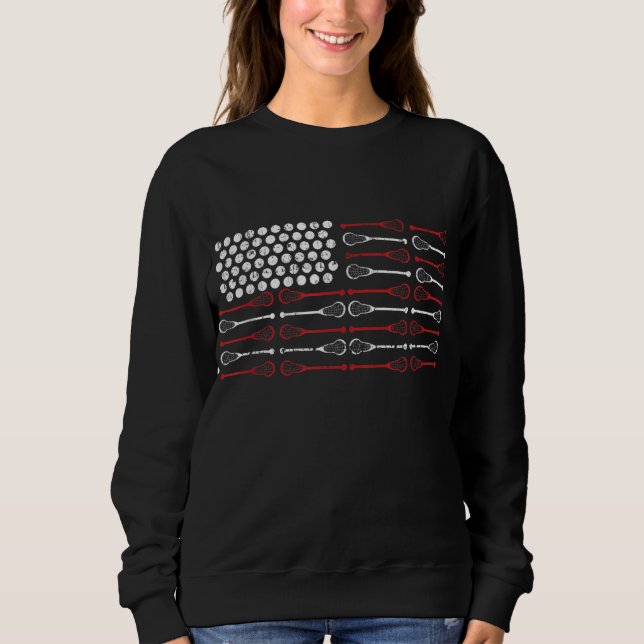 Lacrosse American Flag Lax Mum design Sweatshirt (Front)