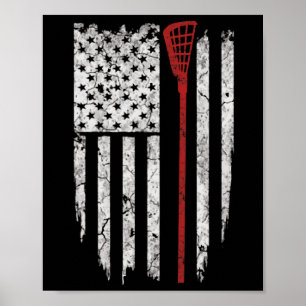 Lacrosse American Flag Men Gifts Tee Shirts  Poster