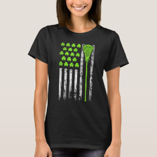 Lacrosse American Flag St Patrick Day For Men Boy  T-Shirt