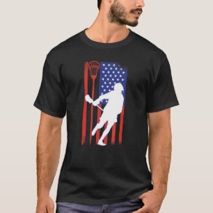 Lacrosse American Us Flag Lax Helmet Sticks 4th Of T-Shirt