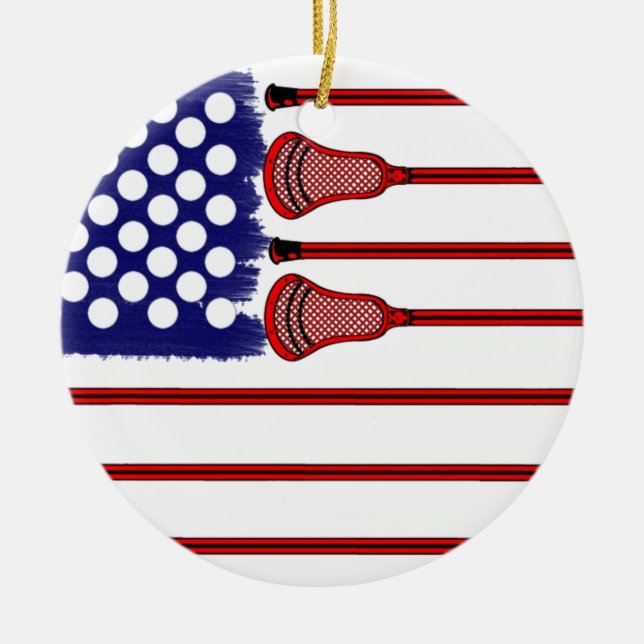 Lacrosse Americas Game Ceramic Tree Decoration (Front)