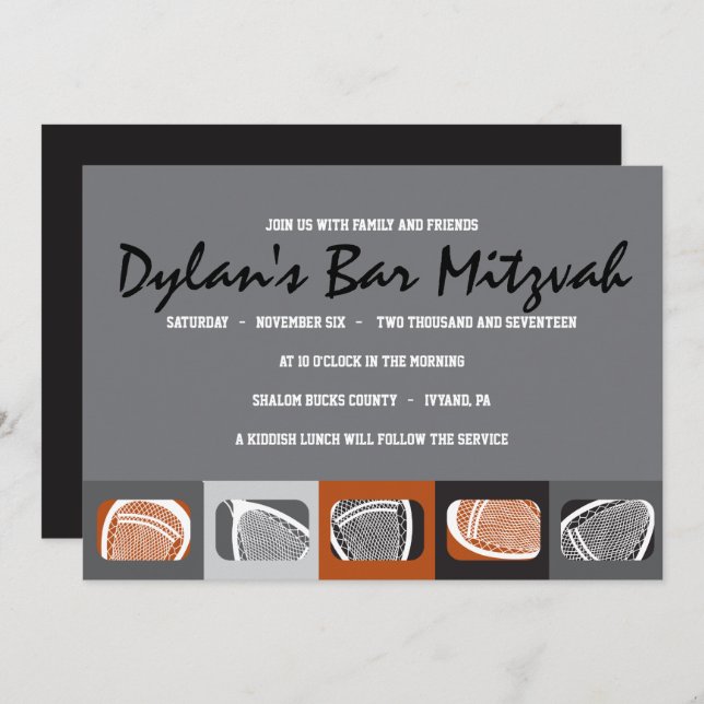 LACROSSE Bar Mitzvah Invitation (Front/Back)