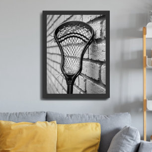 Lacrosse Black and White Brick Wall Photo Poster