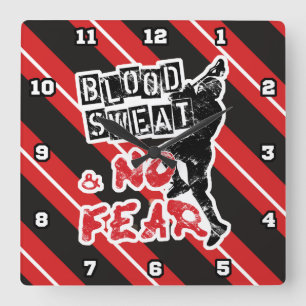 Lacrosse, Blood, Sweat & No Fear Square Wall Clock