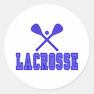 Lacrosse blue classic round sticker